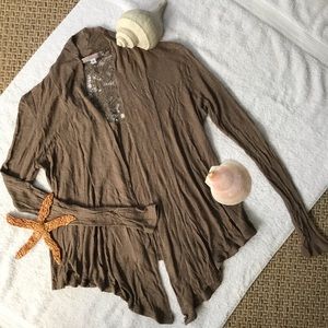 🌞2/$15🌞 Brown Cardigan w/ lace cutout (1a)